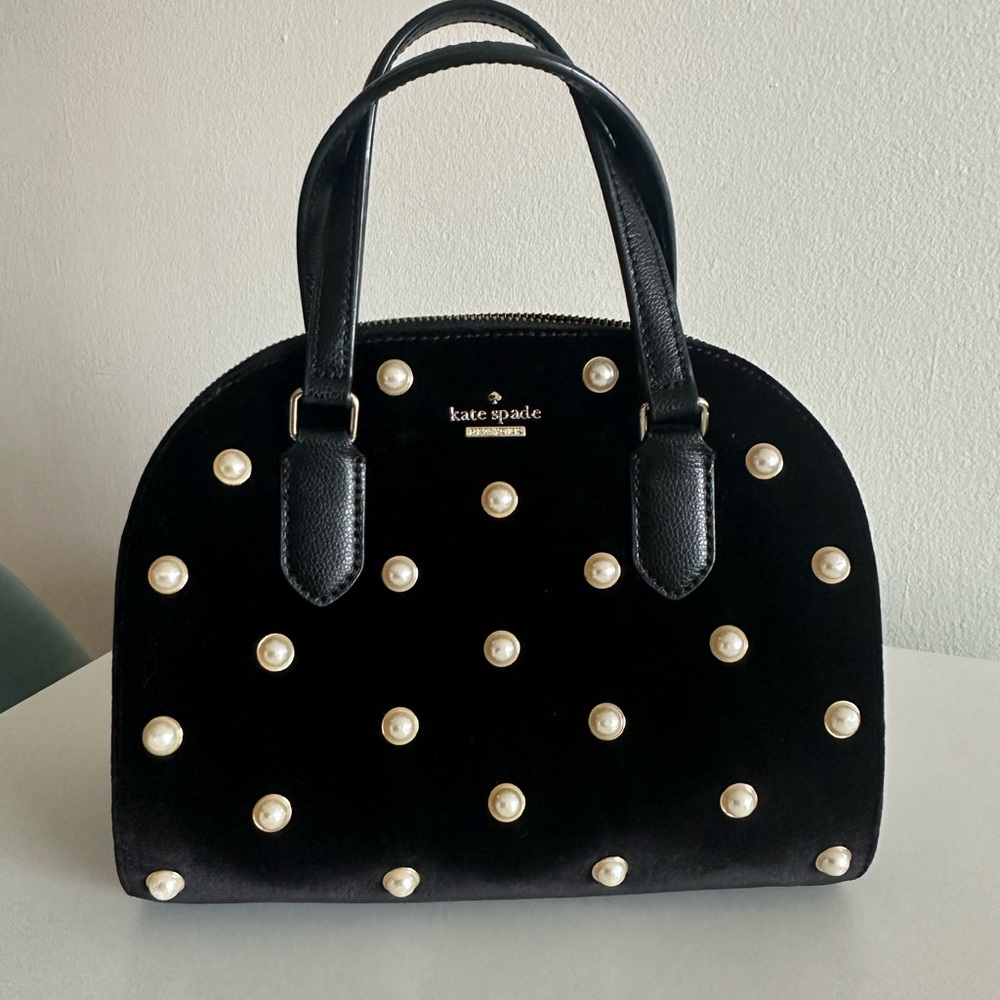 Kate Spade New York Top Handle Bag
Black Velvet Polka Dot Print